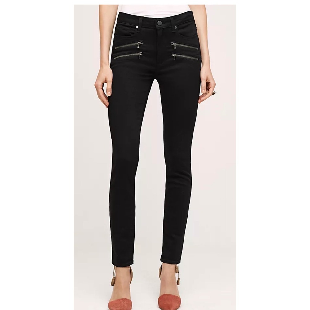 Paige Edgemont Skinny Black Zipper Pocket Jeans Size 32 Made in USA